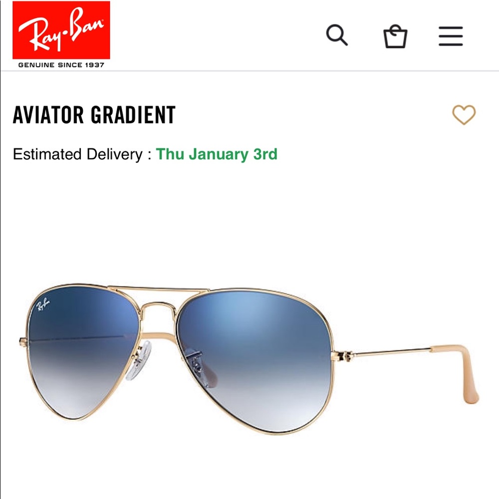 Ray ban aviator sunglasses (includes case)